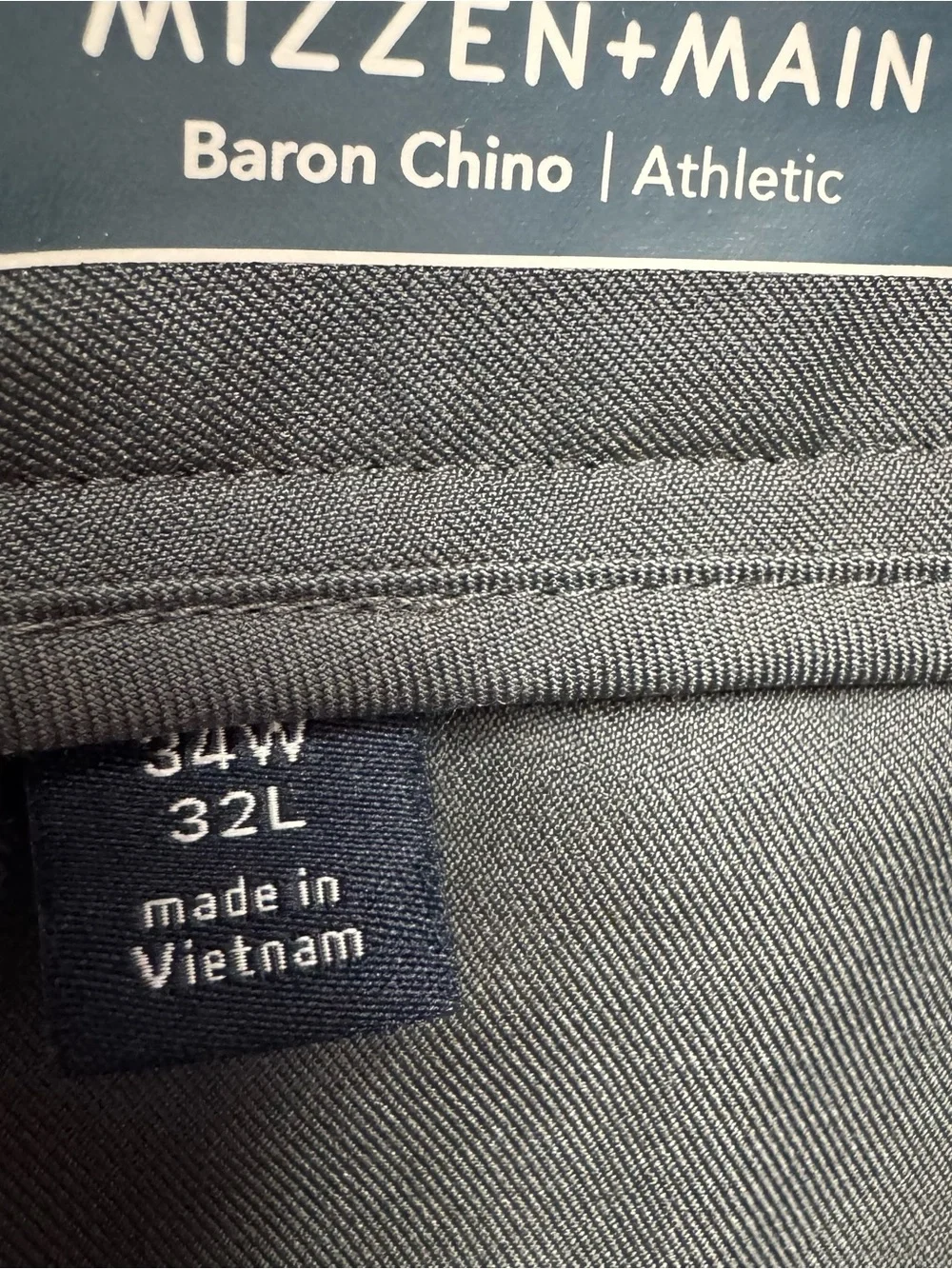Mizzen + Main Baron Athletic Fit Performance Chino Pants Gray 34x32